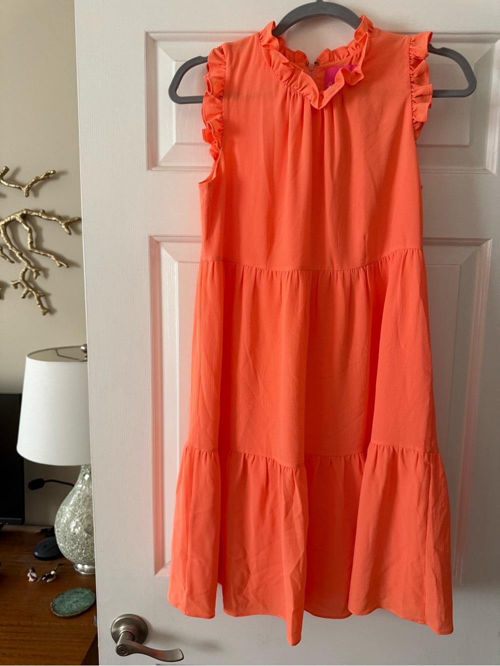 Lilly Pulitzer Coral Ruffle-Tier Sleeveless Shift Dress